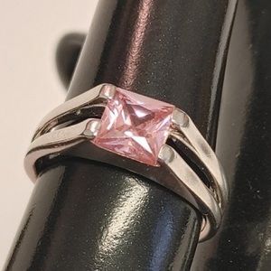 Pink Cubic Zirconia Sterling Silver Ring